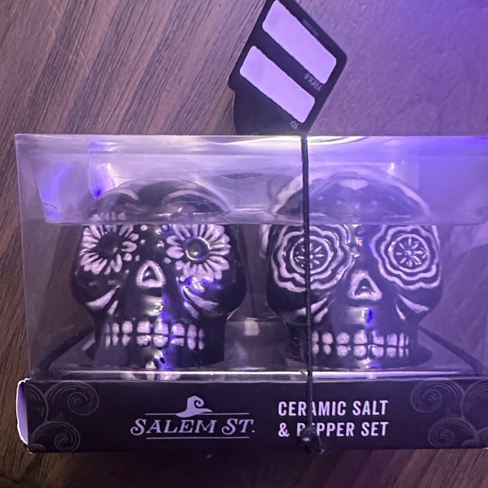 Black Ceramic Skull Salt & Pepper Set